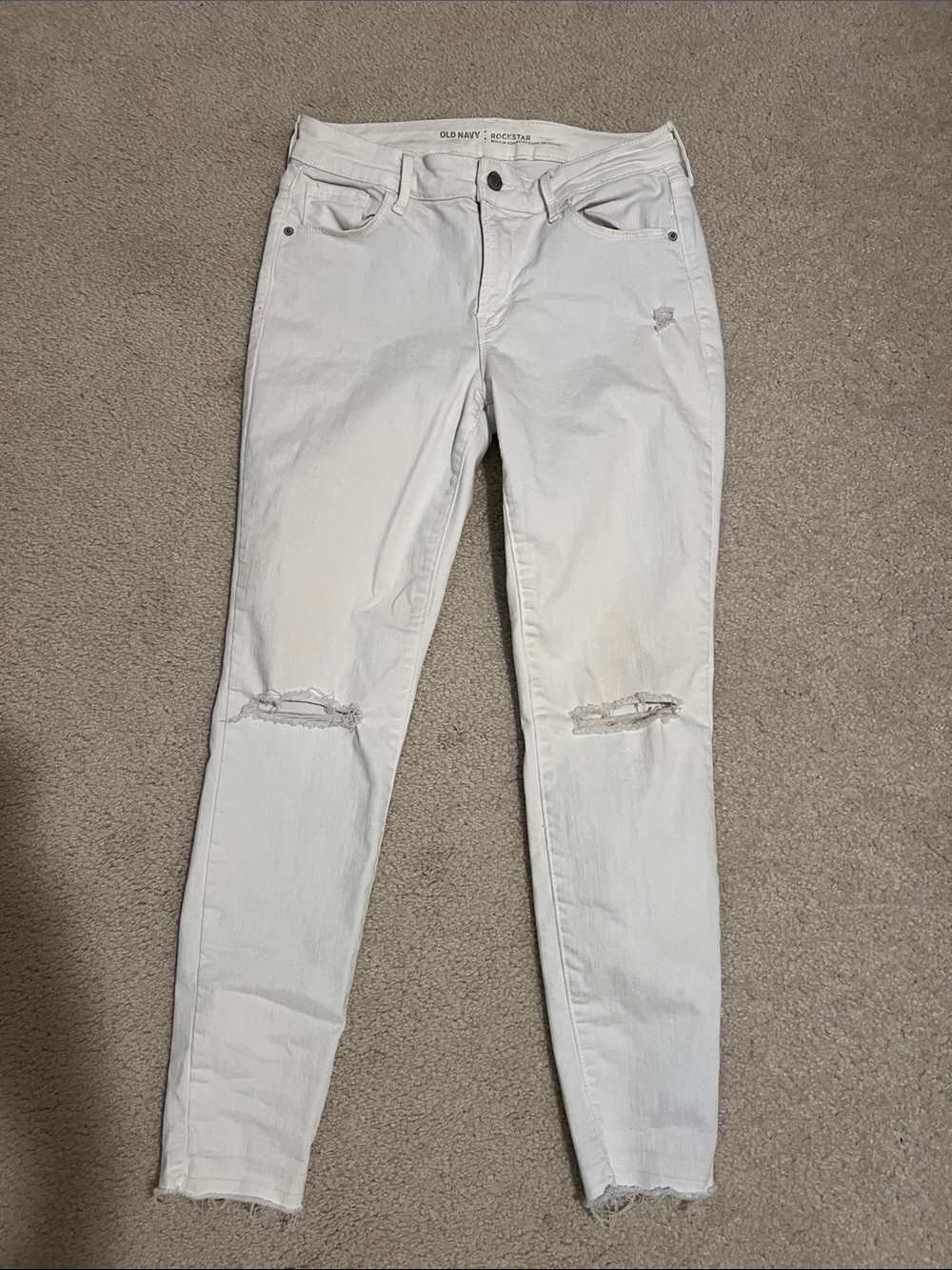 Old Navy White Distressed Skinny Jeans